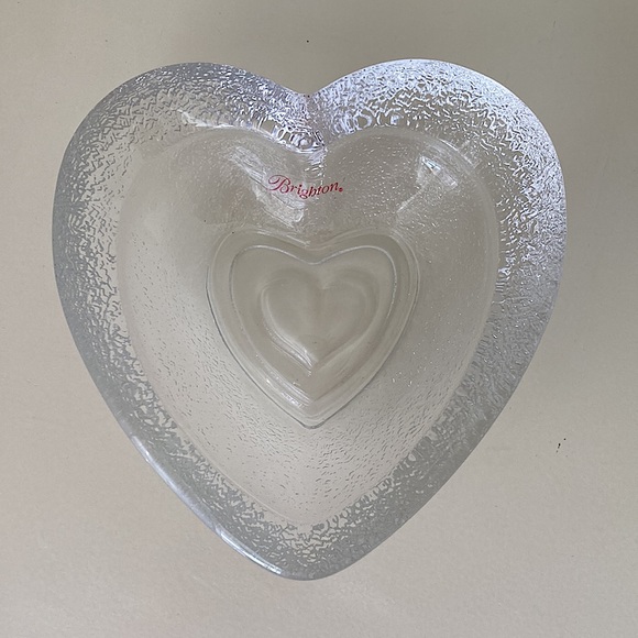 Brighton Heart Shaped Glass Dish Trinket Dish Jewelry Dish Love Valentine - Picture 1 of 7